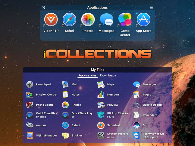 iCollections is an expertly designed application which helps you keep your desktop organized. The app