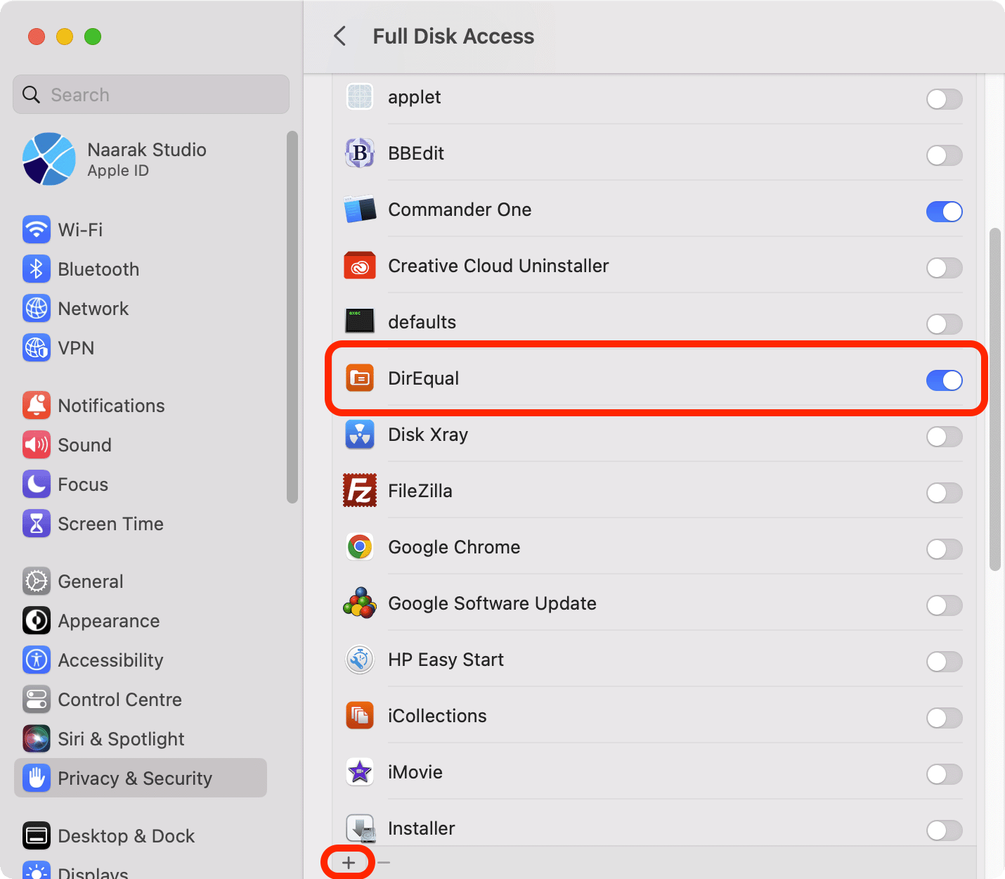 Full disk access